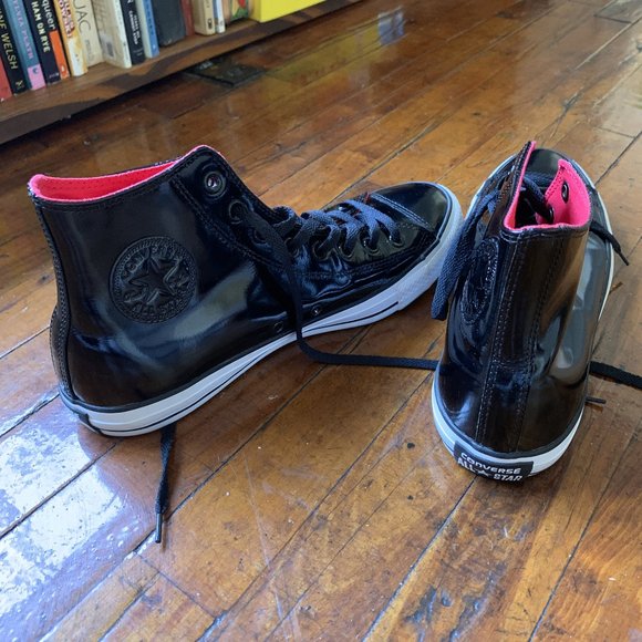 Converse All Star Leather High Tops (Black) - Picture 4 of 7